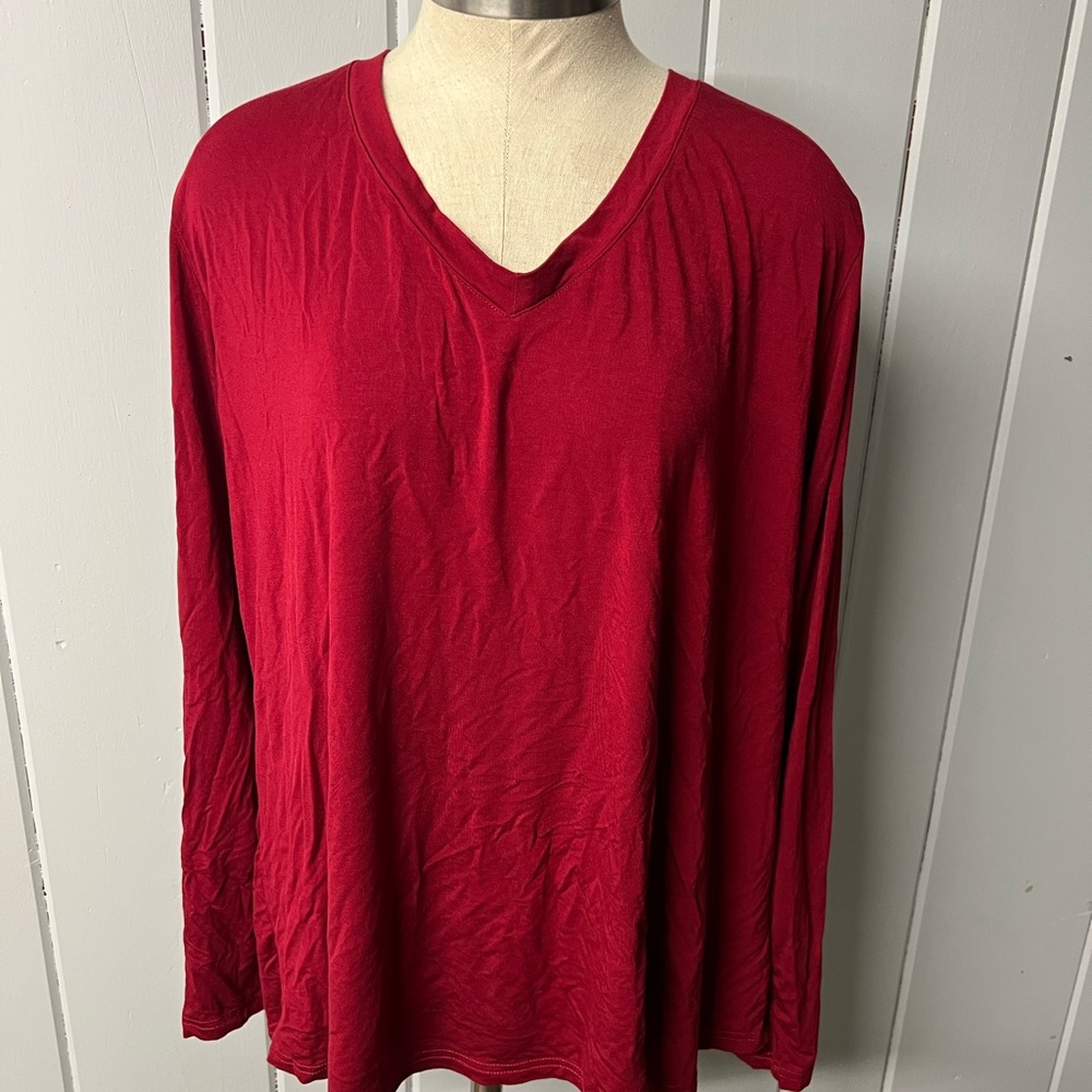 Amazon Women's Crimson Long Sleeve V-Neck Top